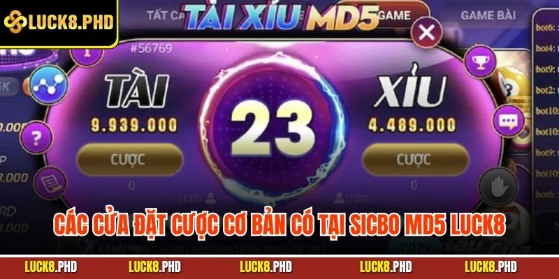 Các cửa đặt cược cơ bản có tại Sicbo MD5 LUCK8